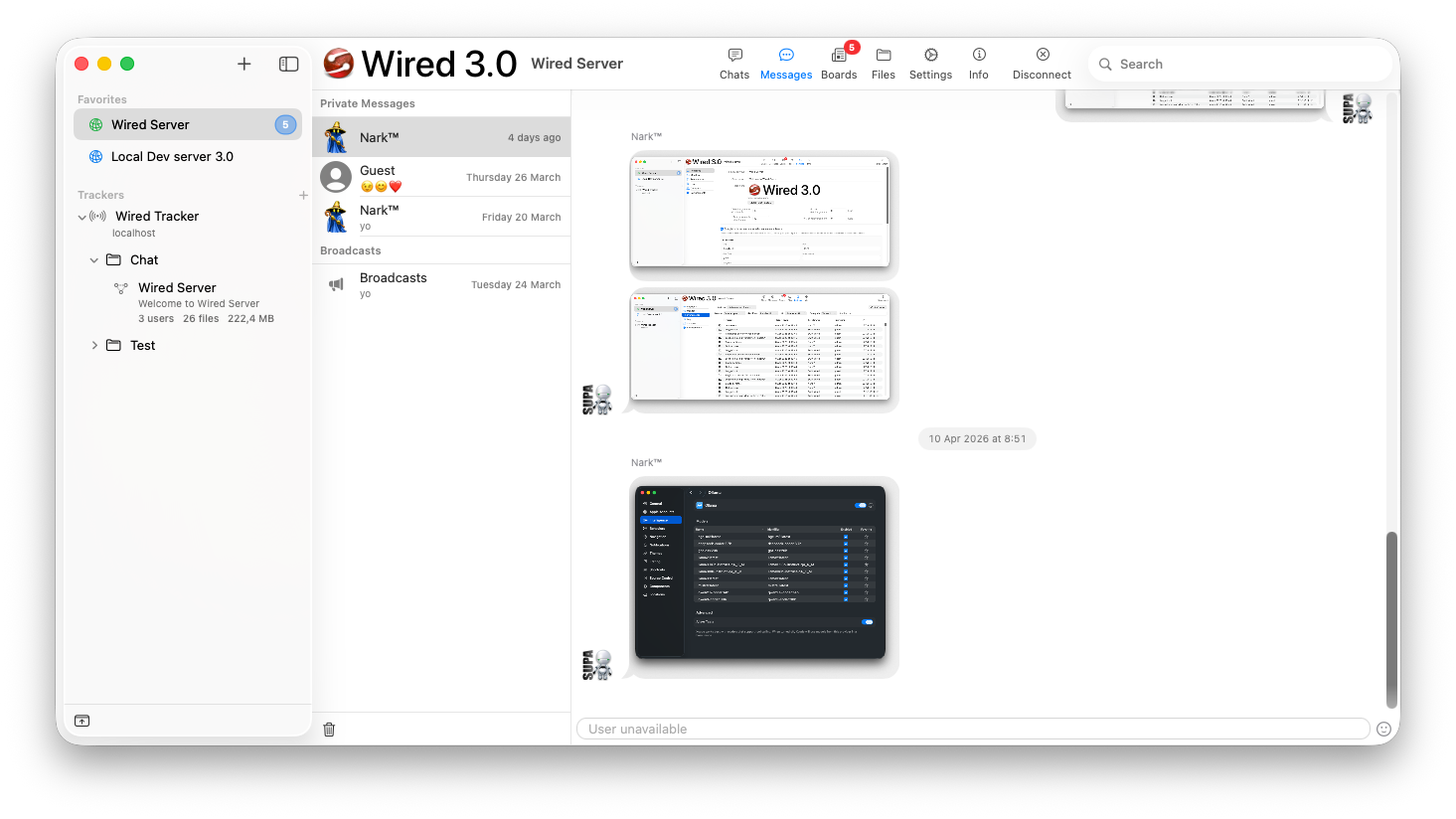 Wired Client private messages