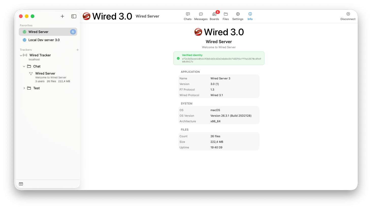 Wired Server information